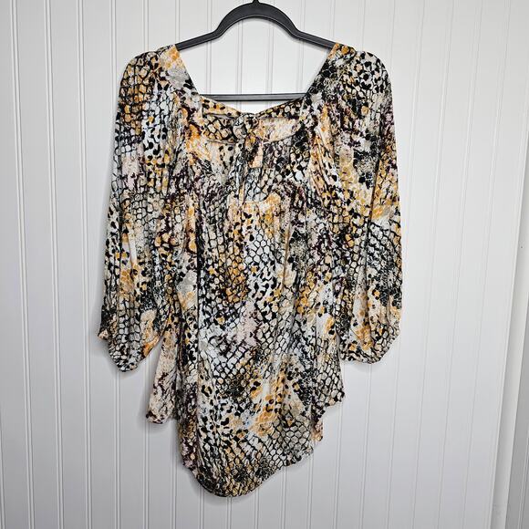 Savanna Jane Women's The Salene Top Size Large Square Neck Snake Print Tie Back - Picture 6 of 10